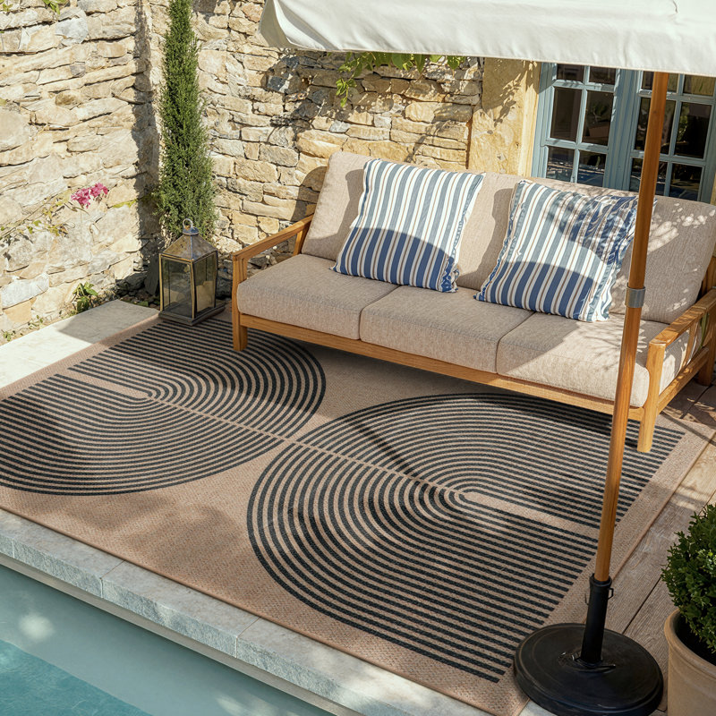 Narze Modern Easy Jute Machine Washable Area Rug Outdoor Rug with Non-Slip Backing for Patio, Deck, Backyard Beside the pool