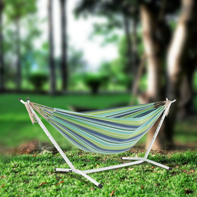 Abelina Double Spreader Bar Hammock with Stand, Green Colour