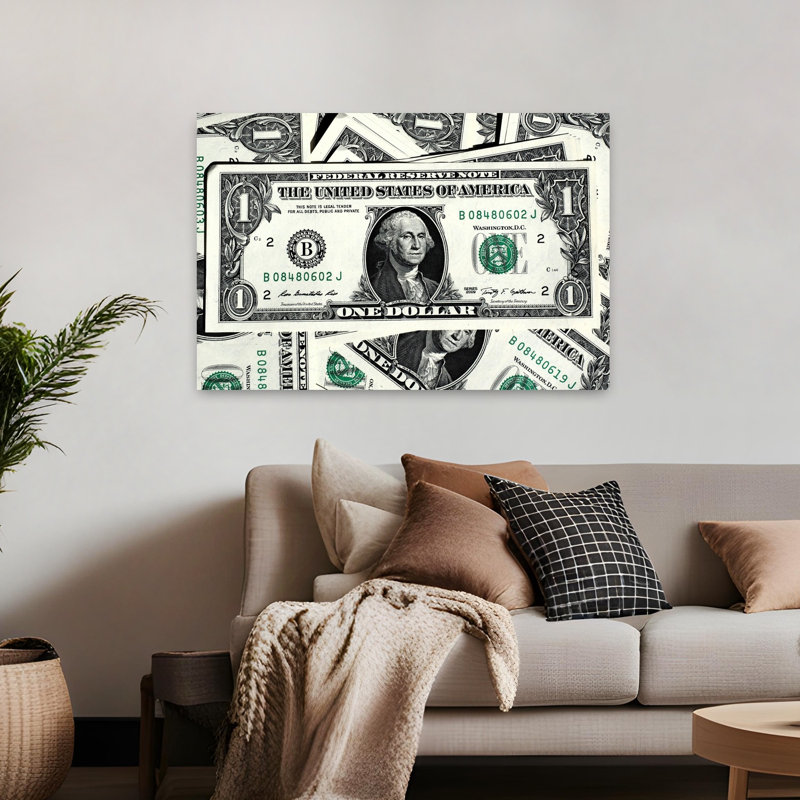 American One Dollar Contemporary Wall Art Print 1 Piece Wrapped Canvas Wall Art, 81.28cm H x 121.92cm W