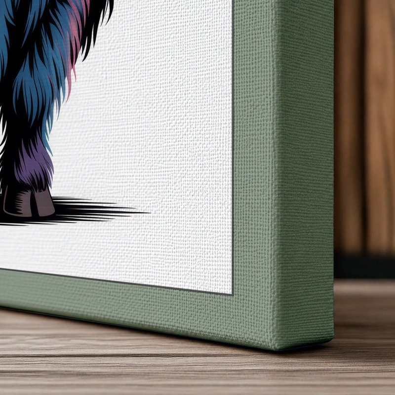 Highland Bull Portrait Modern - Wrapped Canvas, 36x24 - 91.4 x 61.0 cm, Sage Border