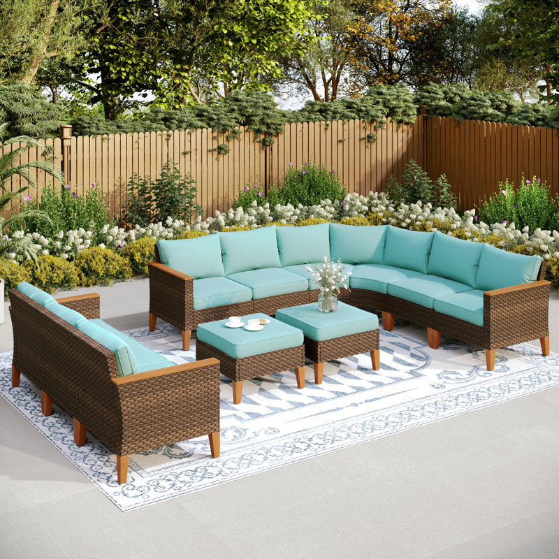 Ensemble de conversation modulaire avec coussins Salem, Bleu