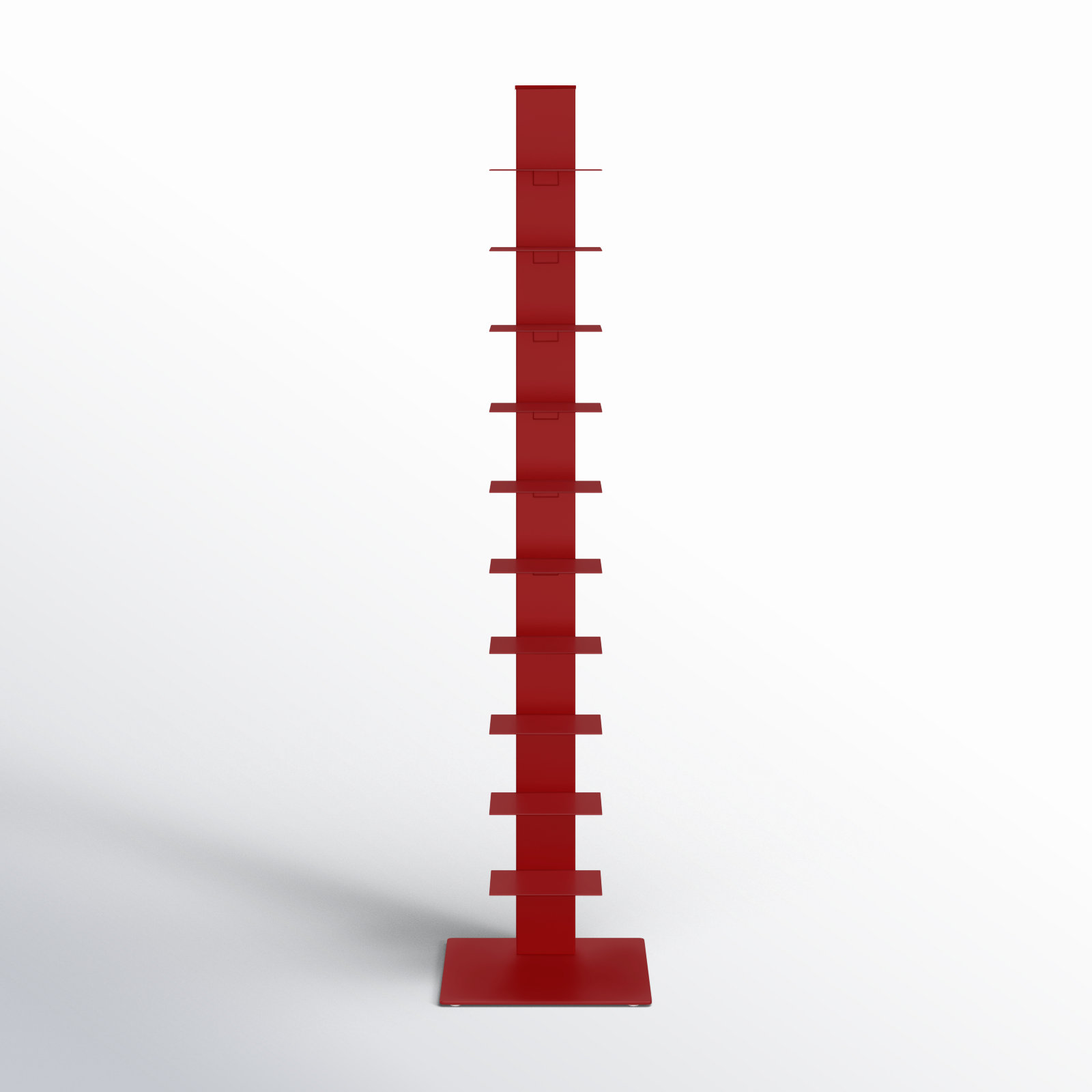 Ajax 60" H x 13.8" W Steel Bookcase, Red
