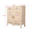 Armoire d'entrée en bois avec une touche rétro - 2 tiroirs et double porte, brun antique + blanc, fonction pratique blanche pour différents espaces