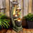 Fountains, Modern 40" 4-Tier LED Fountain, Tan Brown Slate Gray, for Patio Garden Indoor Outdoor | Tiered | Resin