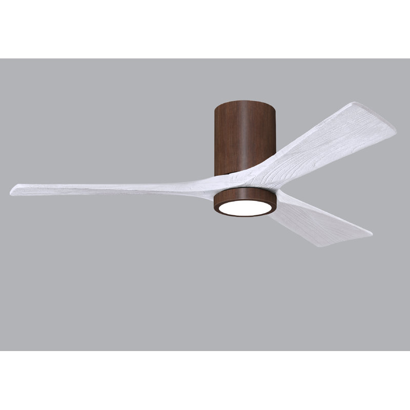 Irene LED Ceiling Fan, Matte White, Walnut, 52"