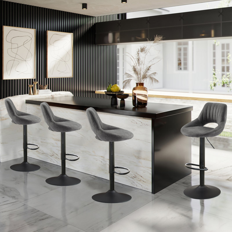 Licon Height Adjustable Swivel Bar Stool, Grey