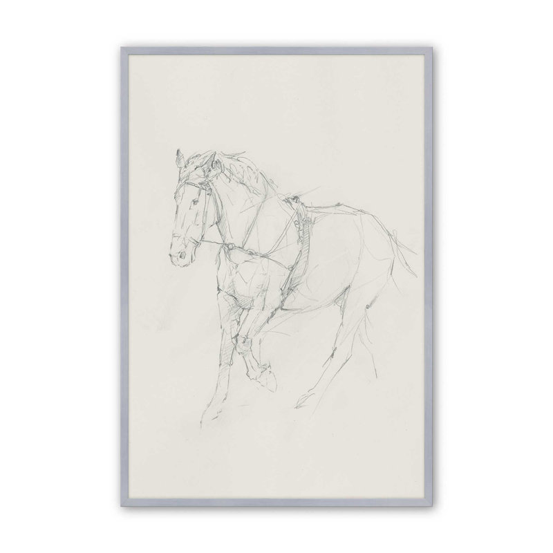 Reproduction d'art sur toile Bridled Horse, H 48 po x l 36 po, Impression sur cadre ouvert sans papier mat, Argent argent