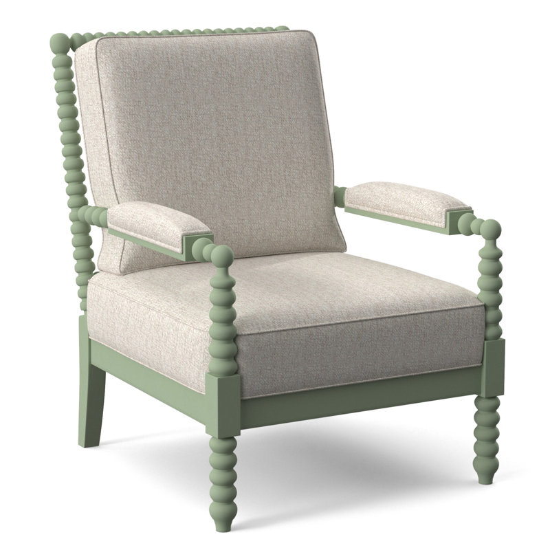 Lind Island 29" Wide Lounge Chair, Sunbrella Beige Pinstripe; 6205-74, Celery Finish