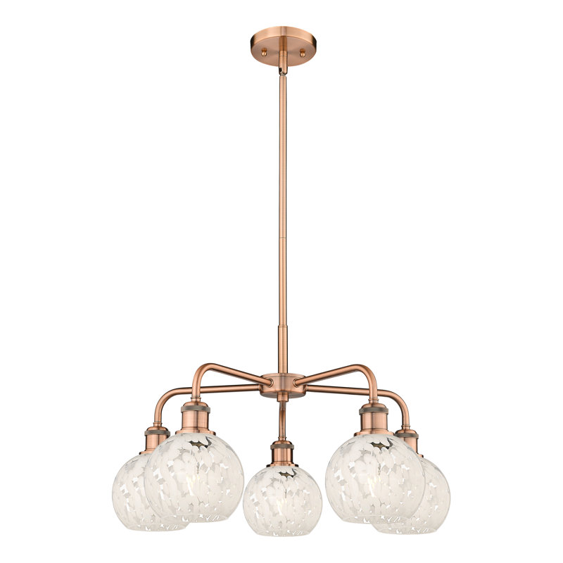Bellagrace 5 - Light Dimmable Globe Chandelier, Antique Copper, 13.5" H x 24" W x 24" D
