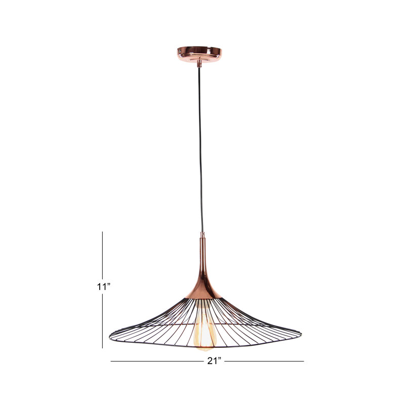 Luminaire suspendu conique à 1 lumière Bokamper, H 11 po x l 21 po x P 20 po, Bronze
