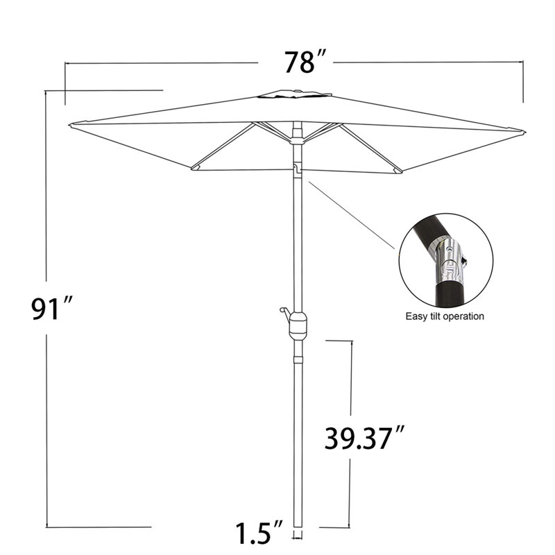 Parasol de marché carré de 6,5 pi Mushtaaq avec inclinaison / manivelle - vert foncé