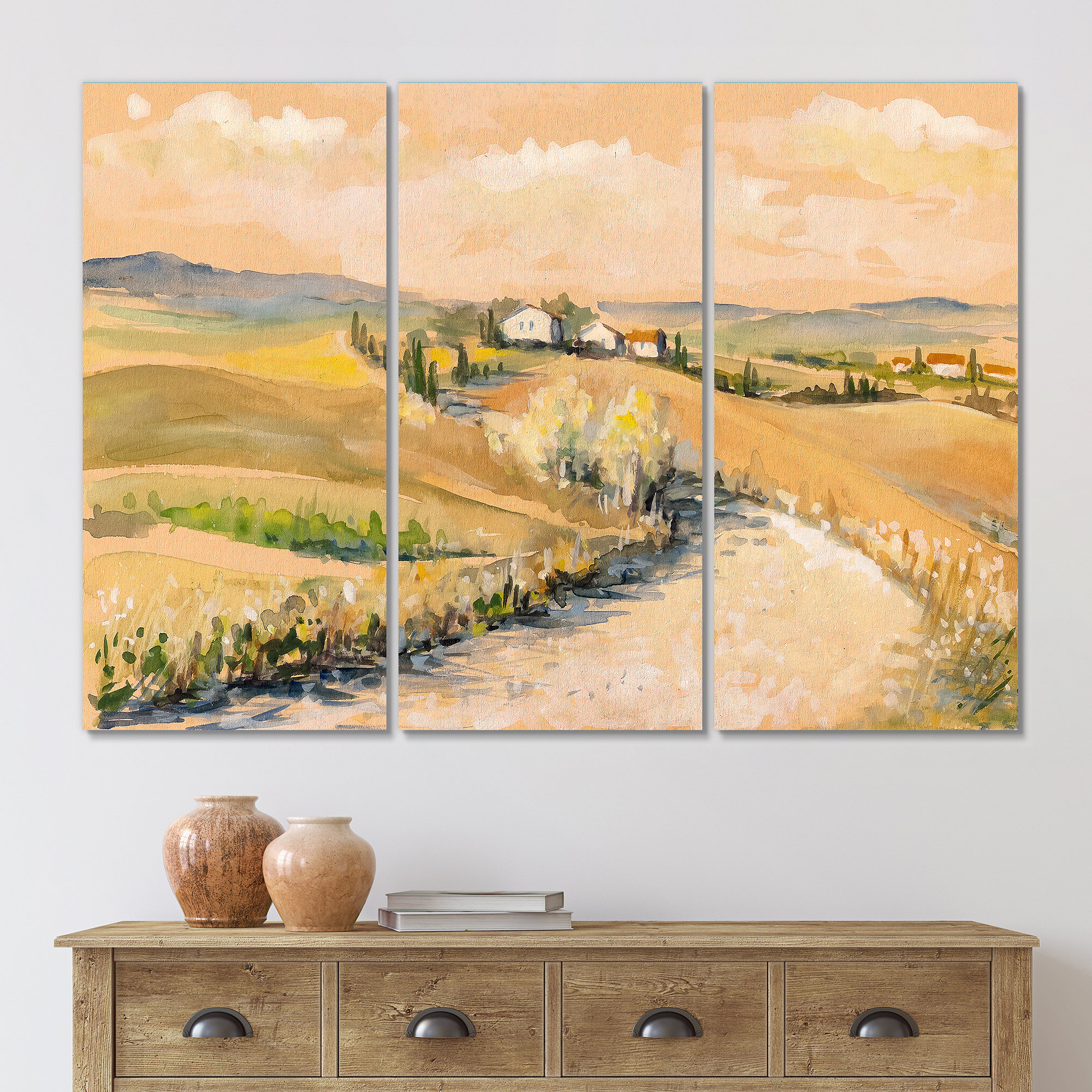 Countryside in Tuscany Italy 3 - Pieces Painting Print East Urban Home Size: 28\, image size:2000x2000