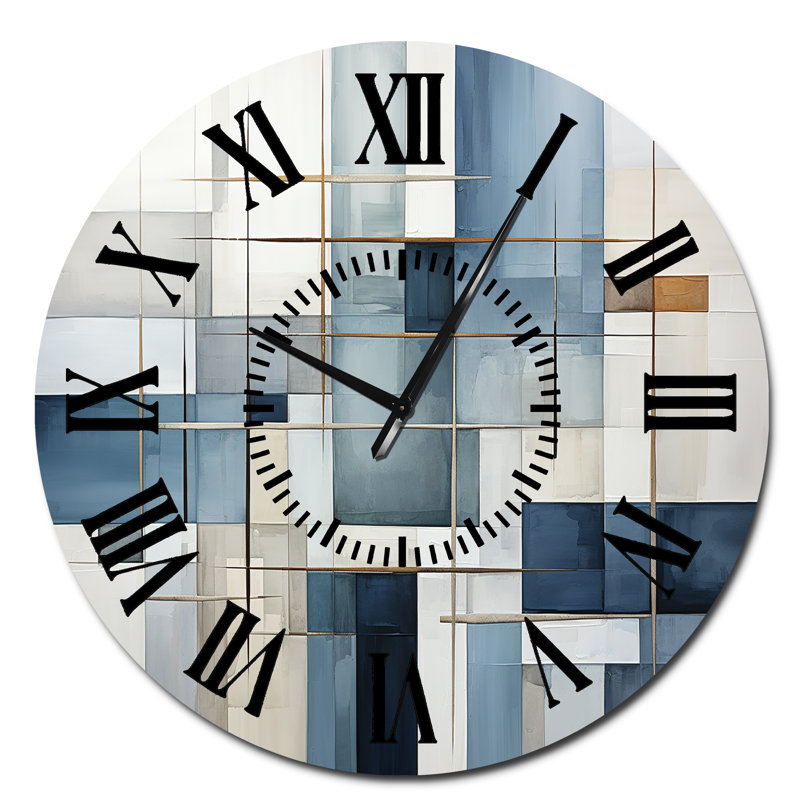 Horloge murale bleue et grise, Surdimensionné