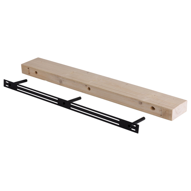 Unfinished Oak Solid Wood Floating Mantel Shelf, 42"