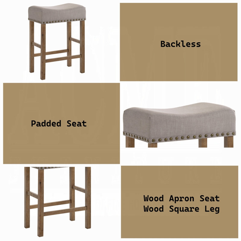 Aadhith Upholstered Counter Stool, Weathered Oak