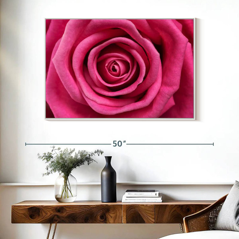 Rose vif, Cadre flottant blanc, 40 po x 27 po