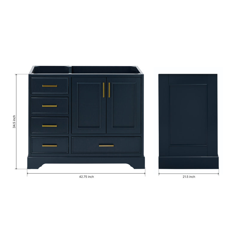 Stafford 42.75'' W Single Bathroom Vanity Base, Midnight Blue