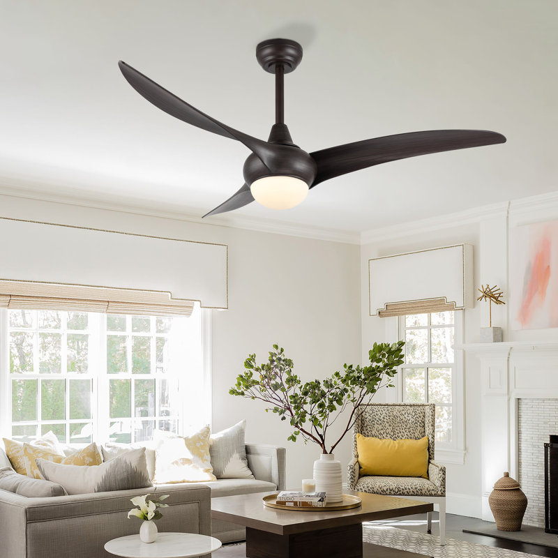 Ventilateur de plafond à 52 pales 52 po avec télécommande et ensemble d'éclairage inclus Coleigh, Brun foncé