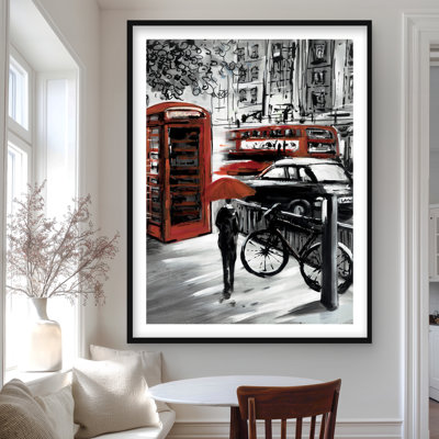 European Street - Man Contemporary Framed Matted Print Decor