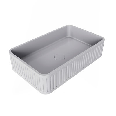 20.5"Concrete Vessel Rectangular Modern Gray Bathroom Sink