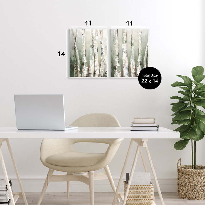 Ensemble de 2 plaques murales Organic Birch Forest Trees, design par Luna Mavis