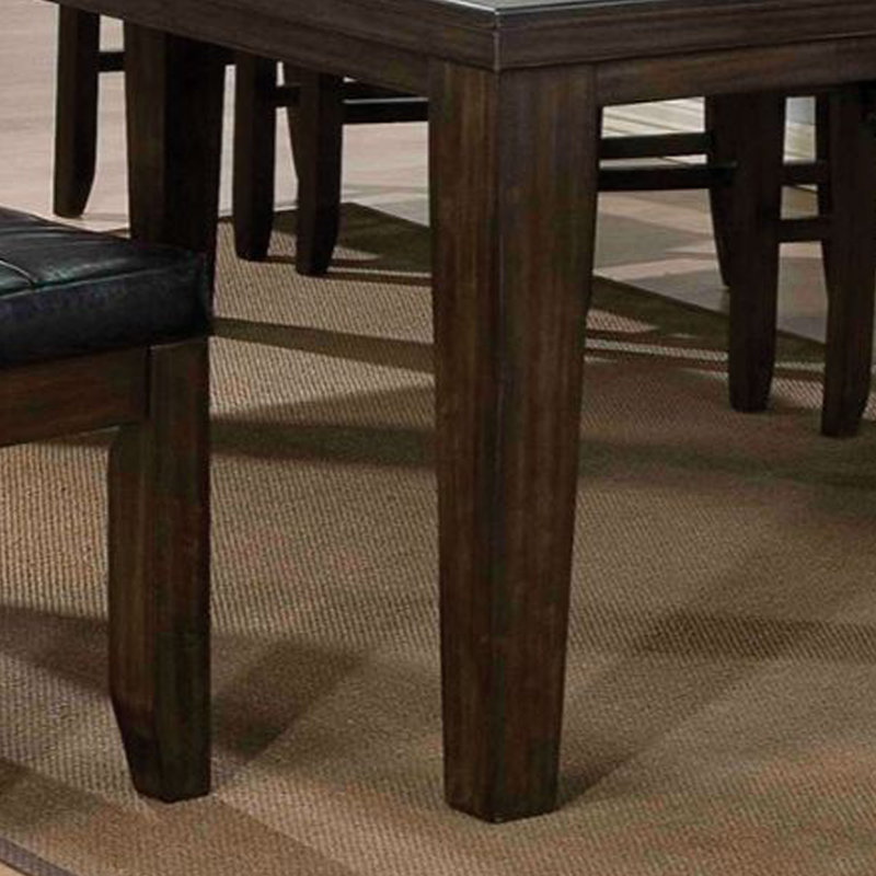 Table de salle à manger de style transitionnel urbain de 122 cm (48 po) – Teinte noyer riche avec placage en bois massif, plateau à motif circulaire en creux et pieds carrés – Capacité de 8 couverts, table polyvalente autoportante
