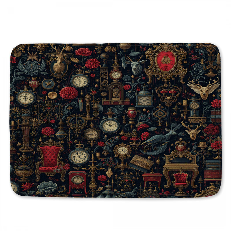 Tapis de bain Vintage Clocks Roses Stag, L 34 po x L 21 po