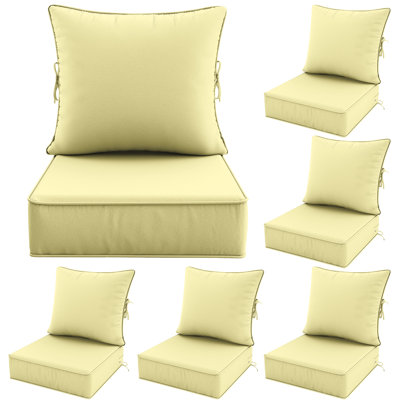 Outdoor Deep Seat Cushion Set – 6.5” Thick, Non-Slip Patio Cushions For Chairs, Sofas, And Couches