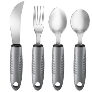4 pièces d'ustensiles lestés pour les secousses des mains, gris, droit (Ensemble de 4)