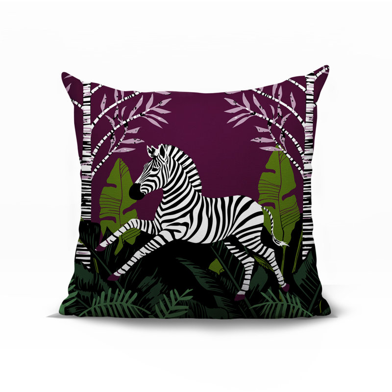 Oreiller carré réversible intérieur / extérieur Asty Zebra, Mauve, H 15 po x l 15 po x P 4,3 po