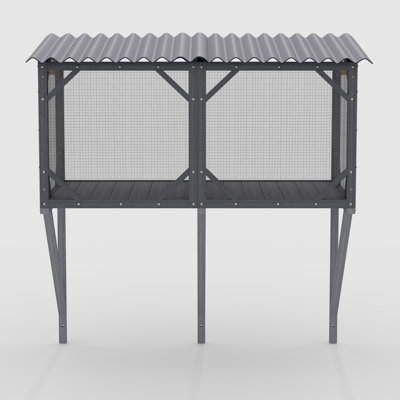 43.3" Solid Spruce Catio with Weatherproof Roof & 360° View, Window-Mounted for Indoor Cats
