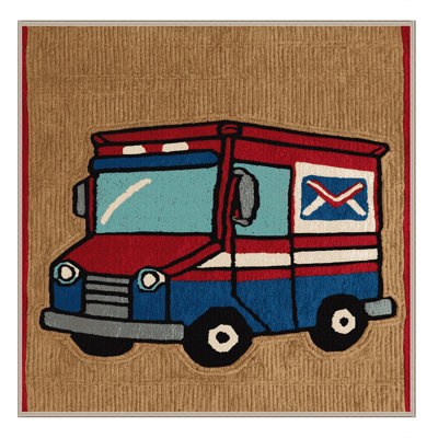 Machine Washable Transportation Brown Area Rug