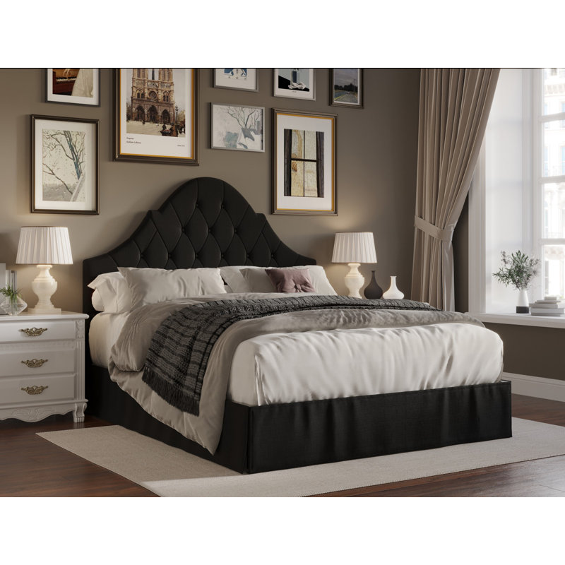 Aleid Upholstered Standard Storage Bed, Black, King