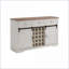 Armoire, bar à vin 58 po avec porte de grange coulissante, porte-bouteilles, 3 tiroirs, buffet blanc antique | Blanc cassé | Cuisine