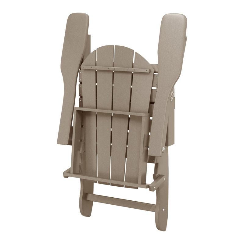 Laguna Outdoor 5-Piece Adirondack Chair With Round Coffee Table Conversation Set, Weathered Wood