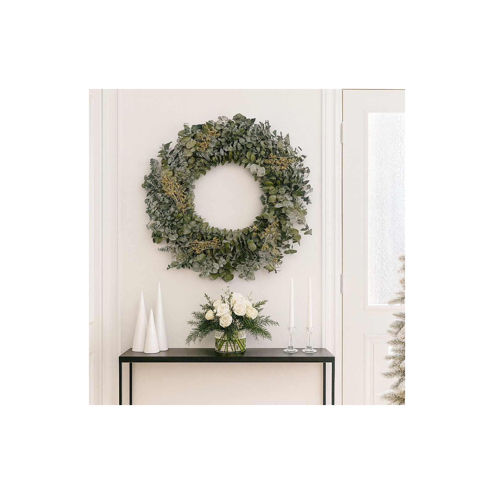 Preserved Spring Eucalyptus Wreath, 21" W x 21" H x 3" D