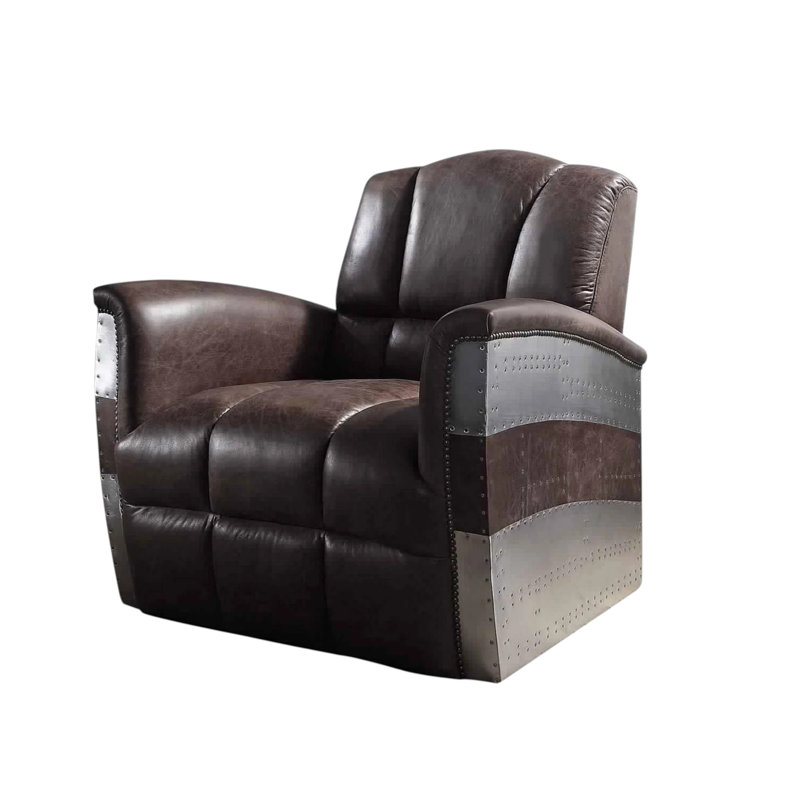 Fauteuil club en cuir fleur 35 po