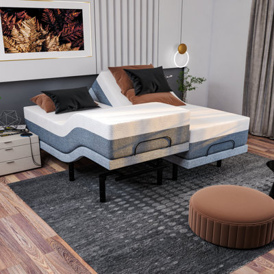 Split King Massaging Adjustable Bed with Wireless Remote Mattress Included