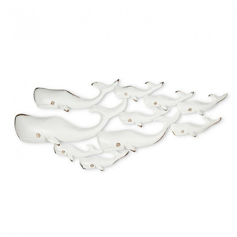 10 Whales Wall Décor, white