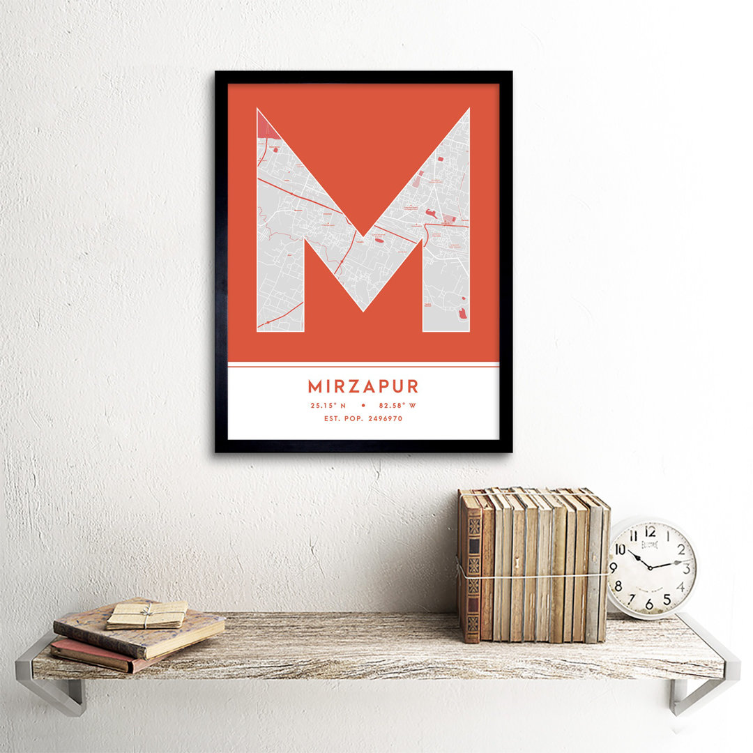 Mirzapur City Map Mirzapur India City Map Orange - Single Picture Frame Typography