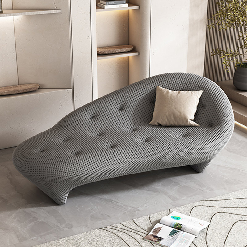Chaise longue rembourrée Creative Simple Leisure Home, Gris foncé, Accoudoir à droite (vu de face)