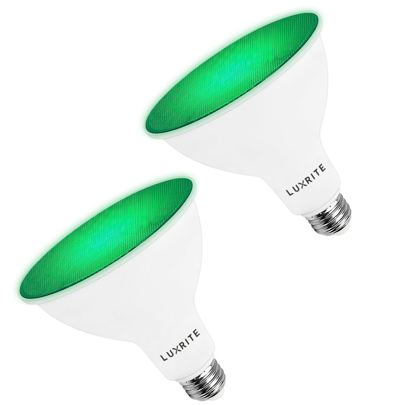 8 watts (45 watts équivalents), DEL PAR38, ampoule à DEL colorée, culot moyen E26 (standard), Vert, 2