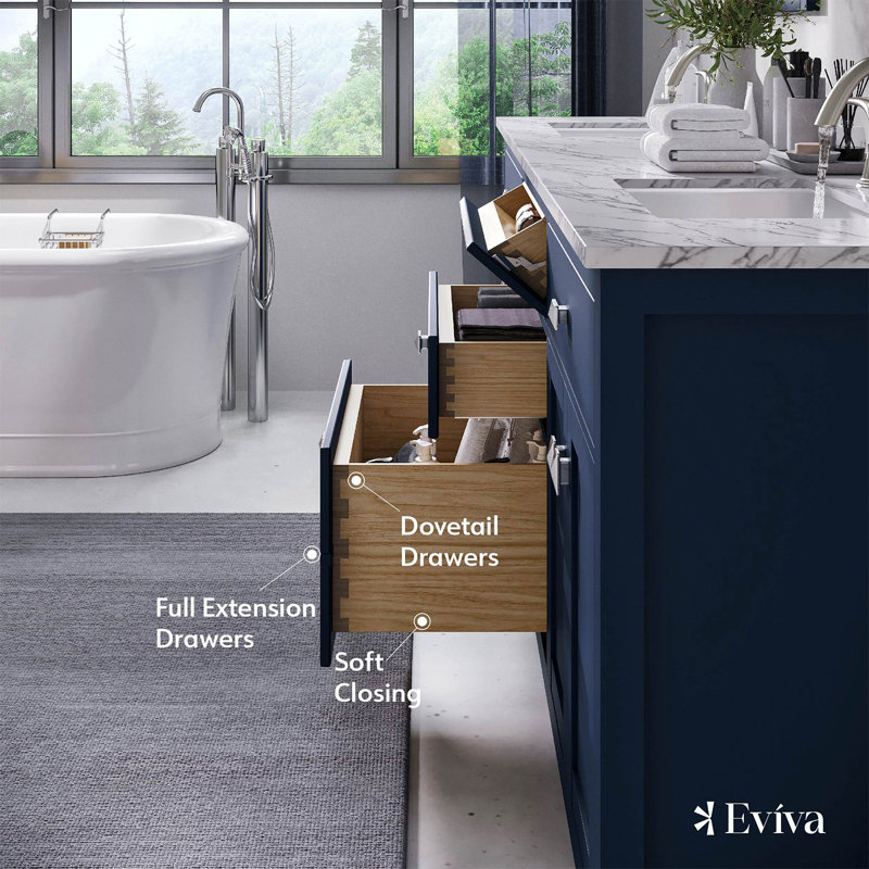 Artemis 60" Blue Double Sink Vanity with Quartz Top