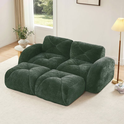 Canapé en forme de U sans os, tissu de velours doux, conception capitonnée, éponge haute densité 32D, aucun assemblage requis, conception ergonomique au bas, conception antidérapante, repose-pieds mobiles pour les chambres à coucher