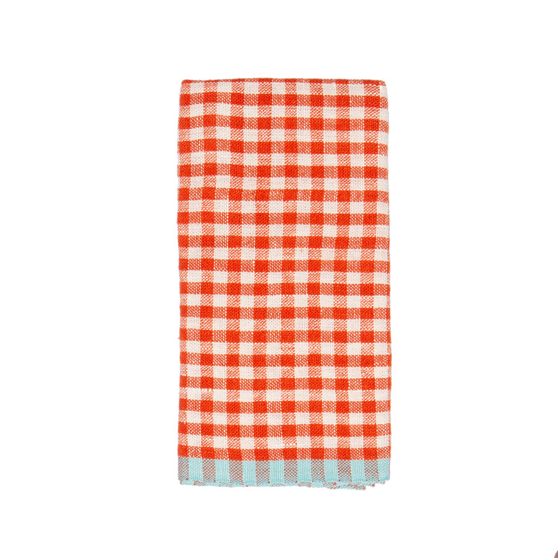 Gingham Linen Gingham Dish Cloth, Orange/Aqua