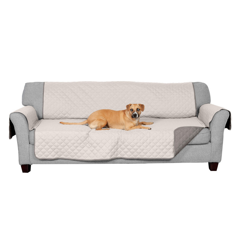Reversible Gray and Mist Quilted Sofa Cover Protector