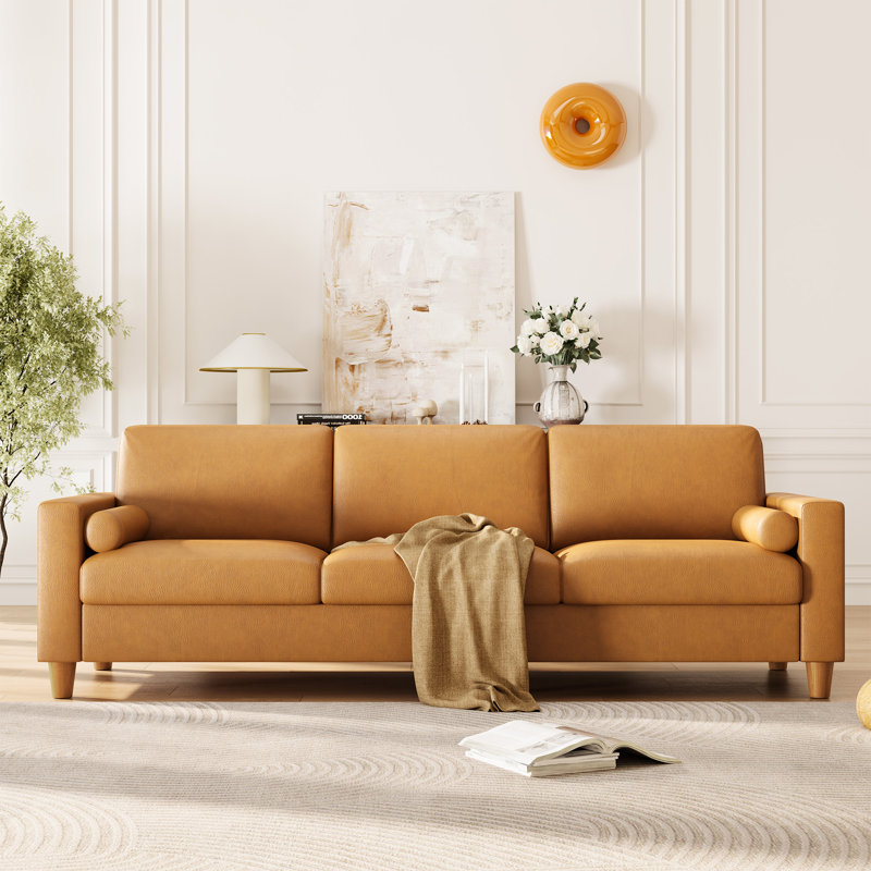 3 Seater Faux Leather Sofa, Orange
