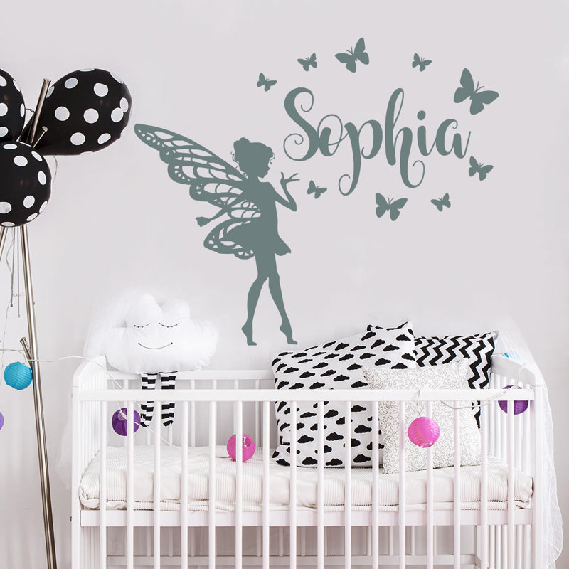 Décalcomanie murale chambre de bébé papillon, Gris