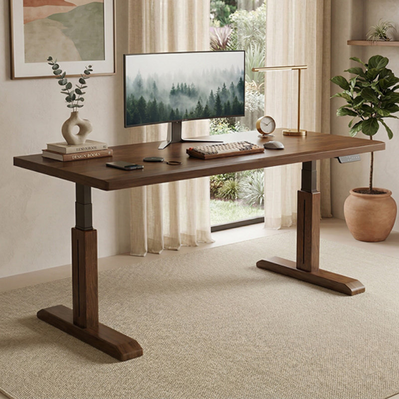 Bureau rectangulaire en bois massif cerisier, 25.98"H×78.74"L×31.5"W
