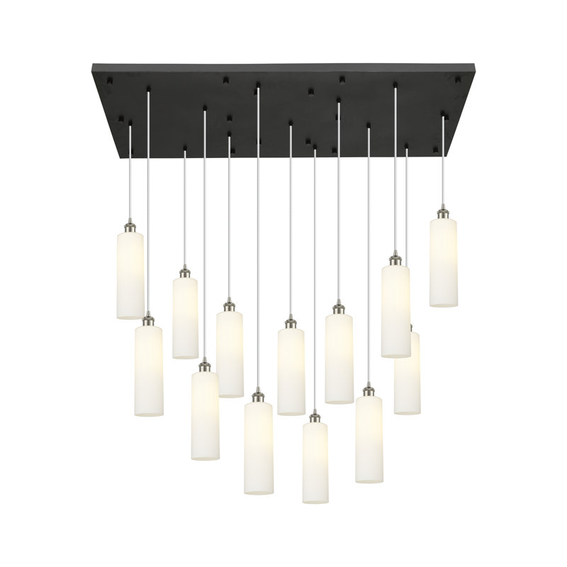 Caius - Luminaire suspendu à cordon 54 lumières 13 po, Clair, Nickel satiné